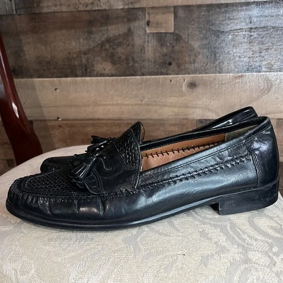 Bostonian Black Leather Tassel Loafers Shoes Size 10M - Picture 3 of 7